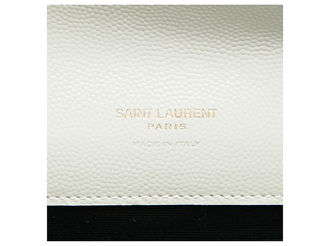 Clutch a bustina Saint Laurent White Grain De Poudre Triquilt Monogram Bianco - vista 5