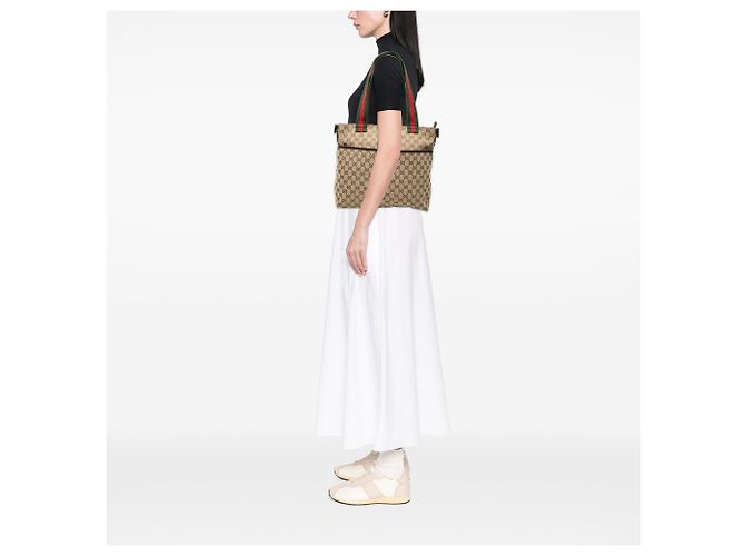 Borsa Gucci Beige GG Canvas Web - vista 6