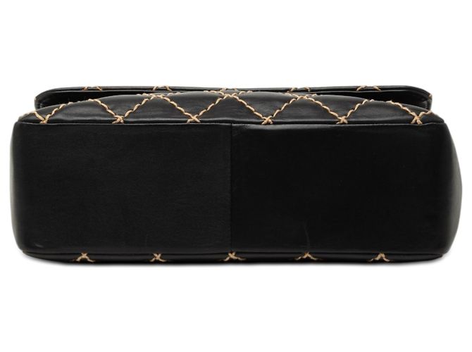 Chanel Black Jumbo CC Quilted Lambskin Wild Stitch Flap Nero - vista 3