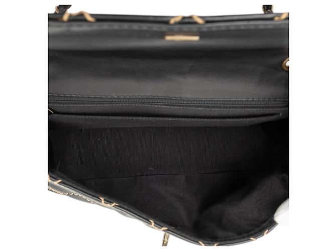 Chanel Black Jumbo CC Quilted Lambskin Wild Stitch Flap Nero - vista 4