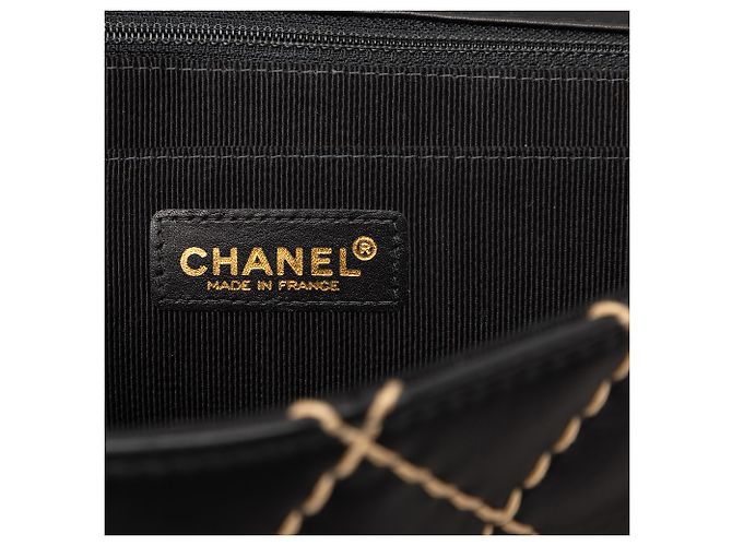 Chanel Black Jumbo CC Quilted Lambskin Wild Stitch Flap Nero - vista 5