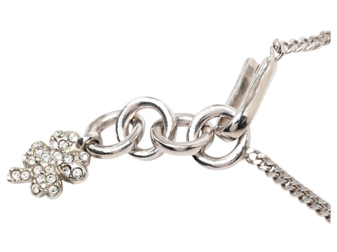 Collana con pendente Chanel Silver CC Brass Strass Argento - vista 4
