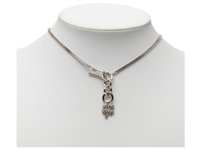 Collana con pendente Chanel Silver CC Brass Strass Argento - vista 6