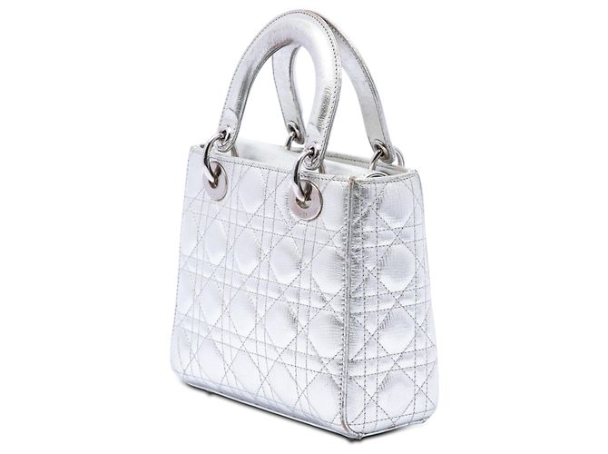 Dior Argento Small Metallic Grained Calfskin Cannage My ABCDior Lady Dior - vista 2