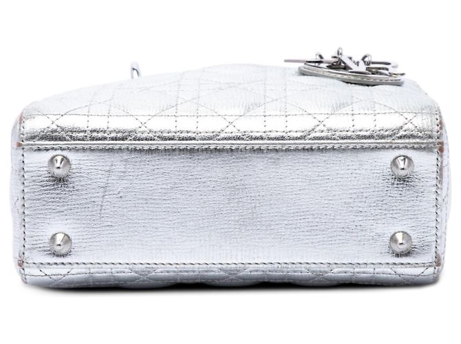 Dior Argento Small Metallic Grained Calfskin Cannage My ABCDior Lady Dior - vista 3