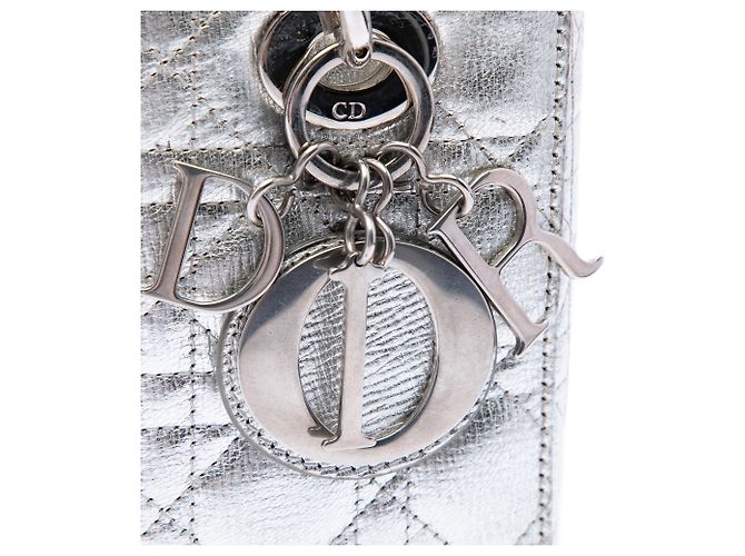 Dior Argento Small Metallic Grained Calfskin Cannage My ABCDior Lady Dior - vista 5