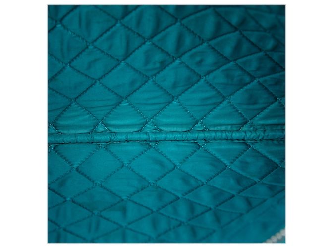 Clutch Chanel Blue Medium Quilted Patent O Case Turchese - vista 4