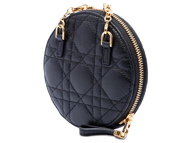 Pochette Cannage Round Caro in pelle di vitello nera con catena Dior Nero - vista 2