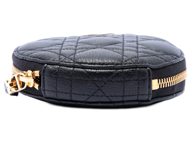 Pochette Cannage Round Caro in pelle di vitello nera con catena Dior Nero - vista 3