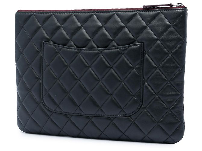 Clutch Chanel Black Medium Quilted Lambskin O Case Nero - vista 2