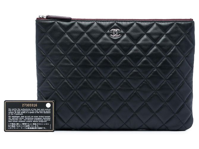 Clutch Chanel Black Medium Quilted Lambskin O Case Nero - vista 6