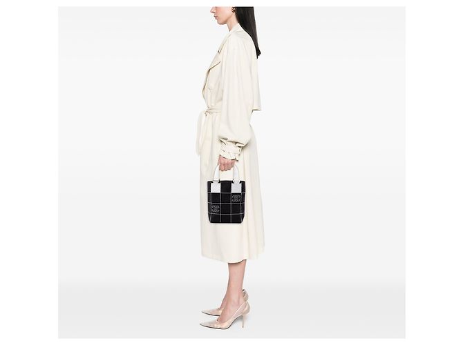 Tote Chanel Black Small CC Chocolate Bar Canvas Nero - vista 6