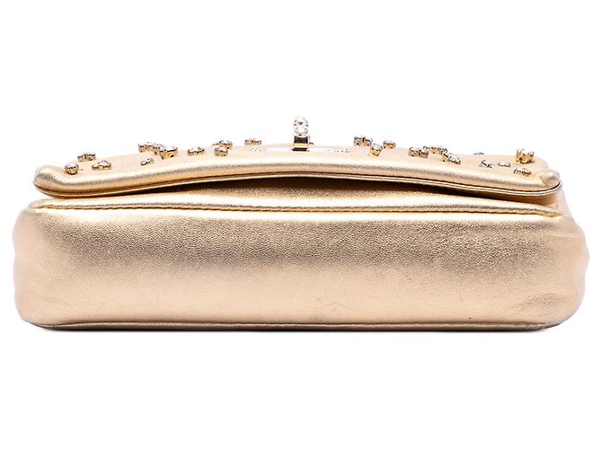 Miu Miu Borsa a tracolla con patta in nappa metallizzato oro e strass D'oro - vista 3