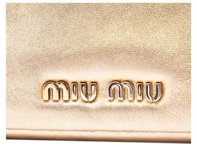 Miu Miu Borsa a tracolla con patta in nappa metallizzato oro e strass D'oro - vista 5