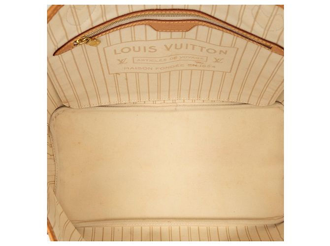 Louis Vuitton White Damier Azur Neverfull MM Bianco - vista 4