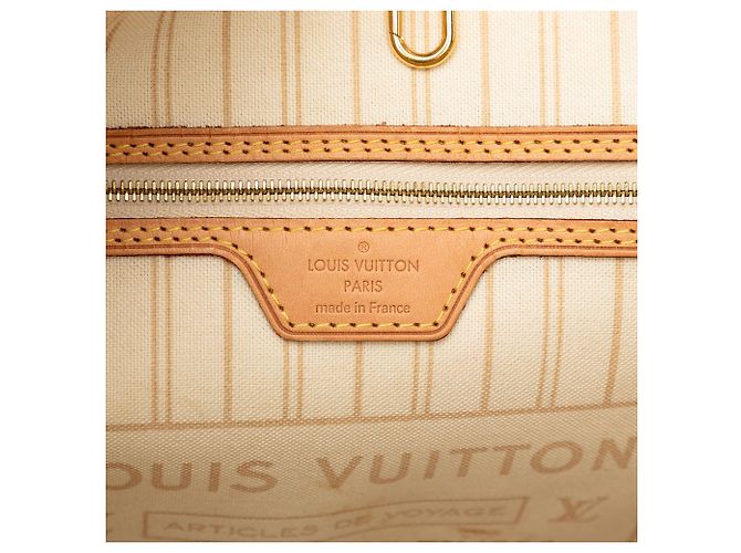 Louis Vuitton White Damier Azur Neverfull MM Bianco - vista 5