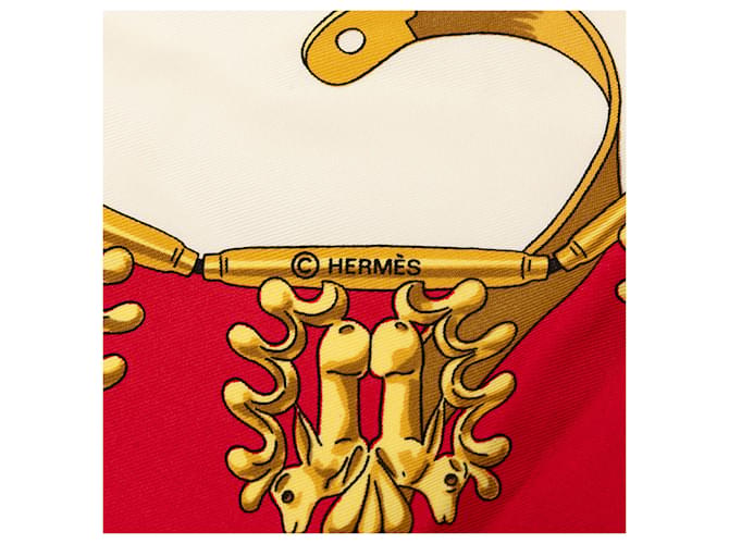 Sciarpa in seta Hermès Red Les Cavaliers d Or 90 Rosso - vista 8