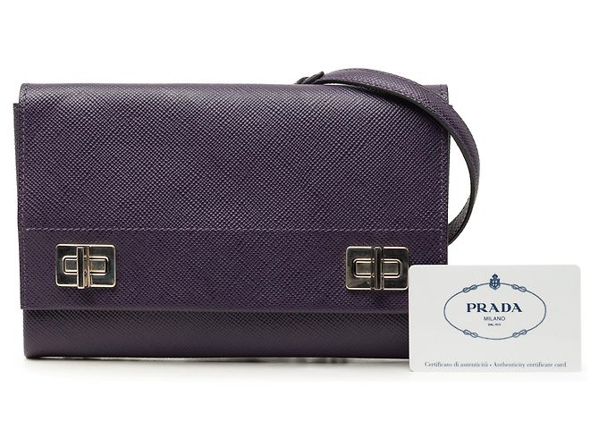 Prada Borsa a tracolla con chiusura Twist Lock in pelle Saffiano viola Porpora Viola scuro - vista 7