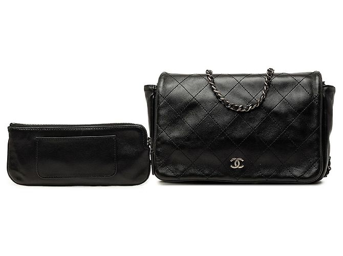 Chanel Black CC gestepptes Lammleder Wallet on Chain Schwarz - Ansicht 7