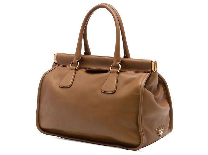 Prada Brown City Calf Frame Top Handle Tote Braun - Ansicht 2