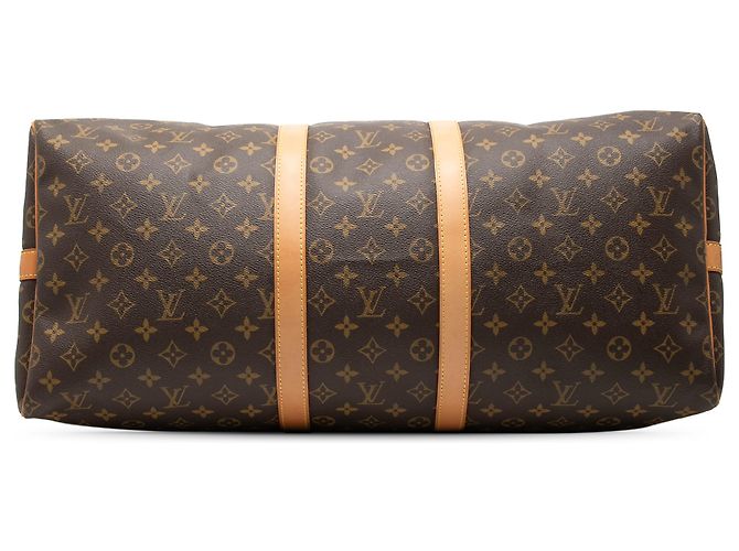 Louis Vuitton Marrone Monogram Keepall Bandouliere 55 - vista 3