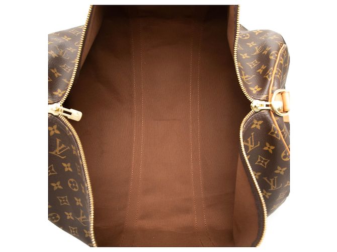 Louis Vuitton Marrone Monogram Keepall Bandouliere 55 - vista 4