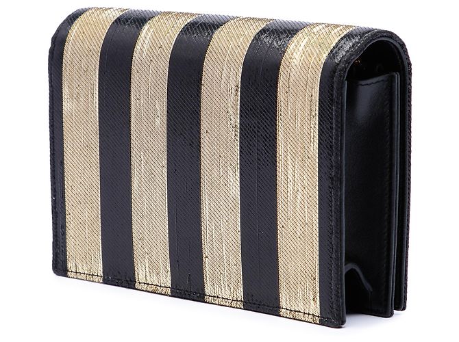 Borsa a tracolla Kate Monogram in tessuto a righe metallizzate oro Saint Laurent D'oro - vista 2