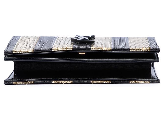 Borsa a tracolla Kate Monogram in tessuto a righe metallizzate oro Saint Laurent D'oro - vista 3