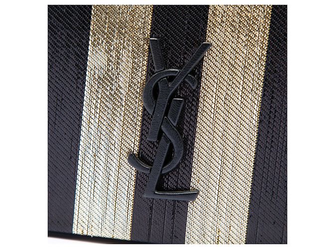 Borsa a tracolla Kate Monogram in tessuto a righe metallizzate oro Saint Laurent D'oro - vista 5