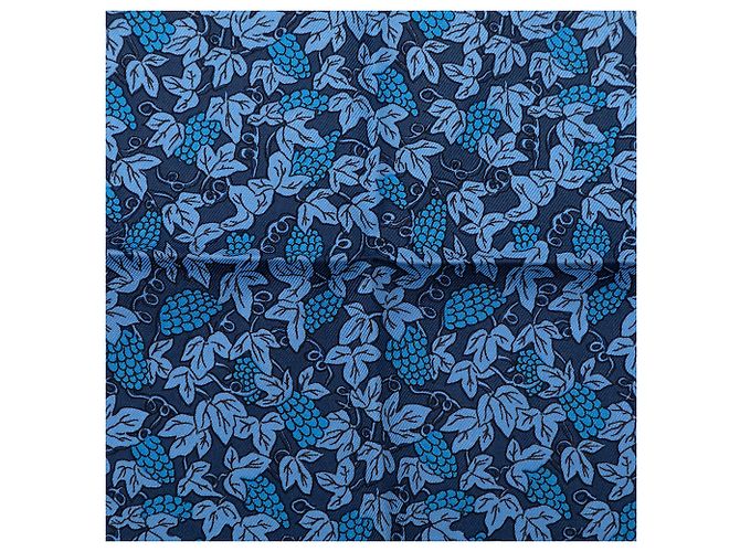 Hermès Seiden-Einstecktuch Blue Grape Vines Blau - Ansicht 5