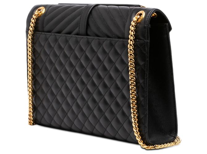 Borsa a bustina Saint Laurent nera in pelle a grana fine con monogramma triquilt Nero - vista 2