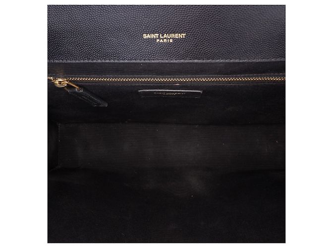 Borsa a bustina Saint Laurent nera in pelle a grana fine con monogramma triquilt Nero - vista 4