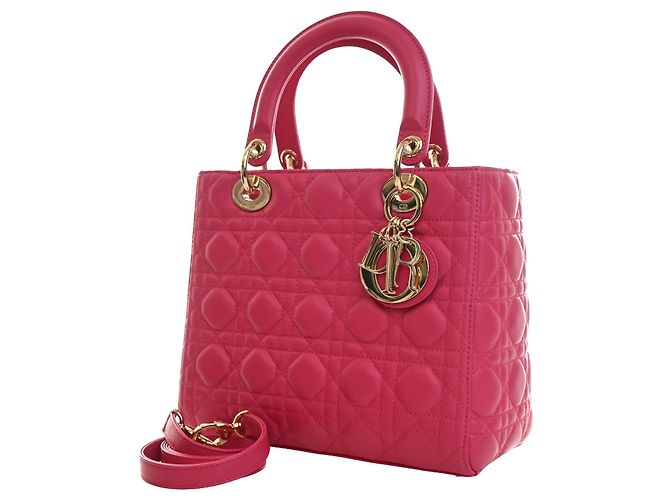 Lady Dior aus Lammleder Cannage in Rosa, Größe Medium Pink - Ansicht 11