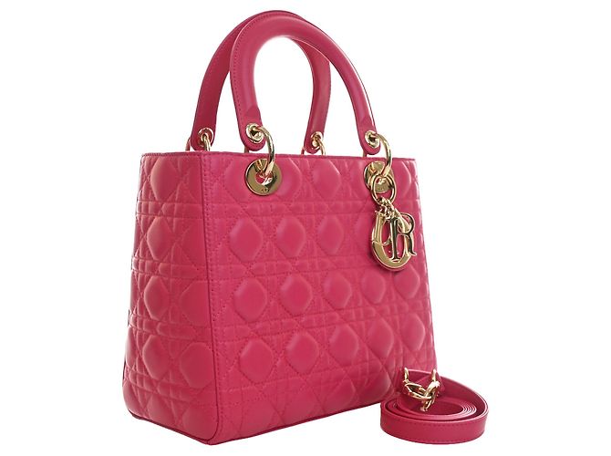 Lady Dior aus Lammleder Cannage in Rosa, Größe Medium Pink - Ansicht 12