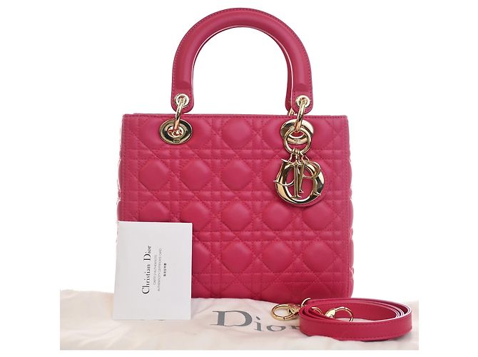 Lady Dior aus Lammleder Cannage in Rosa, Größe Medium Pink - Ansicht 14