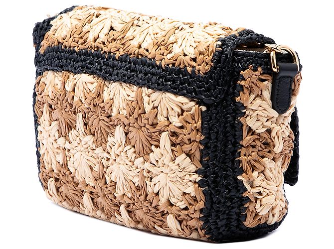 Gucci Beige Small GG Marmont in Raffia a tracolla - vista 2