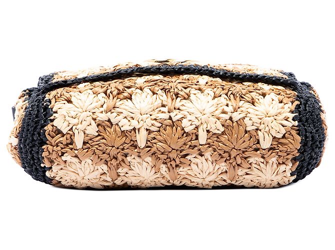 Gucci Beige Small GG Marmont in Raffia a tracolla - vista 3