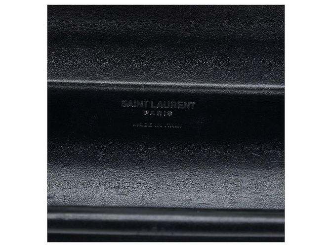 Borsa Saint Laurent Opium Box monocromatica con monogramma in pelle di agnello nera a coste in acrilico con frange Nero - vista 5