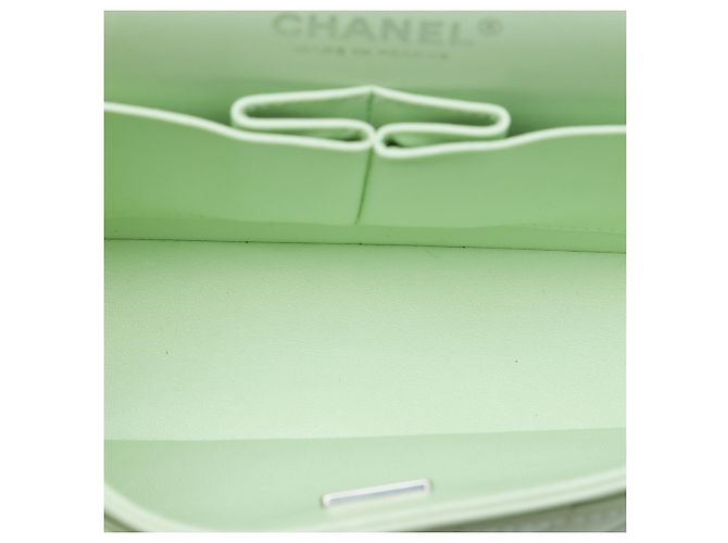 Chanel Green Small Classic Chevron Lambskin Double Flap Verde Verde chiaro - vista 4