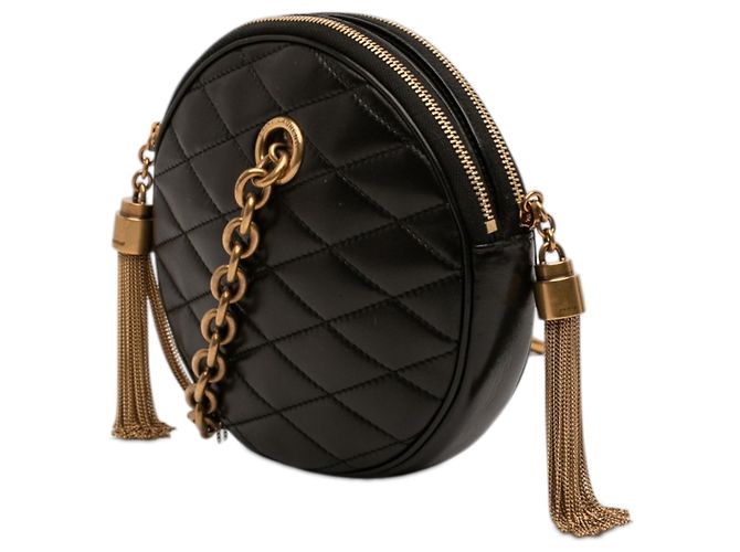 Borsa a tracolla Saint Laurent Black Quilted Le Maillon Round Tassel Chain Crossbody Nero - vista 2
