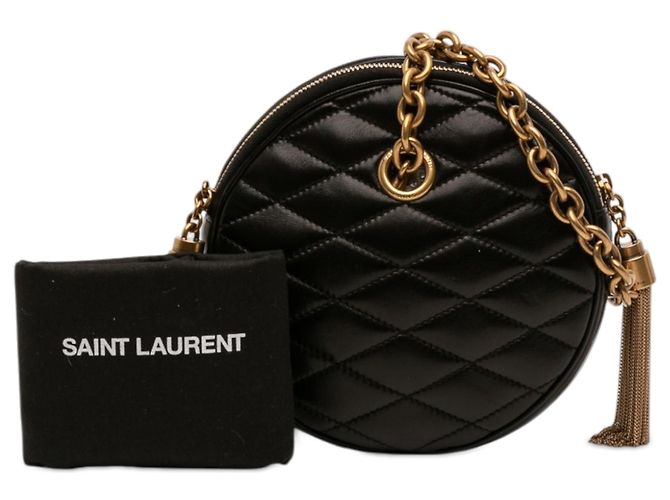 Borsa a tracolla Saint Laurent Black Quilted Le Maillon Round Tassel Chain Crossbody Nero - vista 8