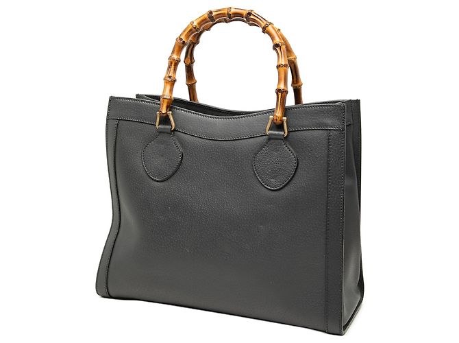 Gucci Black Medium Leather Bamboo Diana Tote Schwarz - Ansicht 2