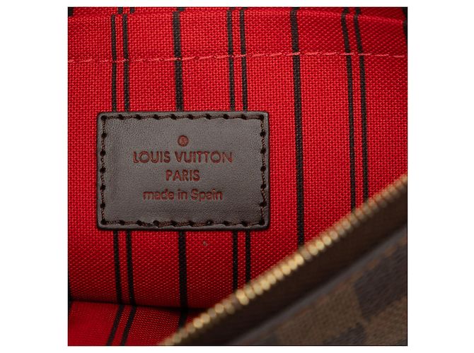 Pochette Louis Vuitton Damier Ebene Marrone Neverfull MM - vista 6