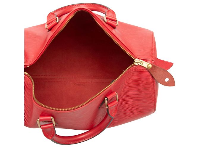 Louis Vuitton Speedy 30 in pelle Epi rossa Rosso - vista 4