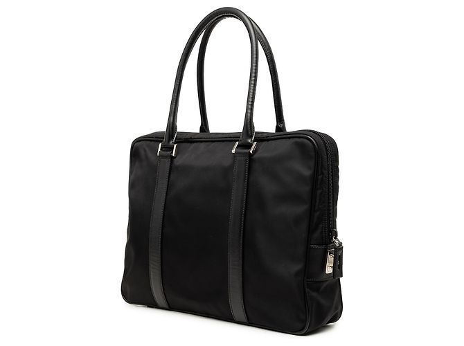 Borsa Business in Tessuto con bordi in Saffiano nero Prada - vista 2