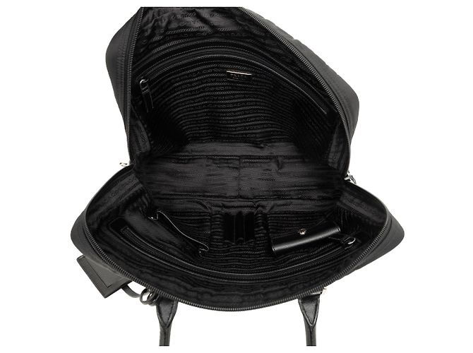 Borsa Business in Tessuto con bordi in Saffiano nero Prada - vista 4
