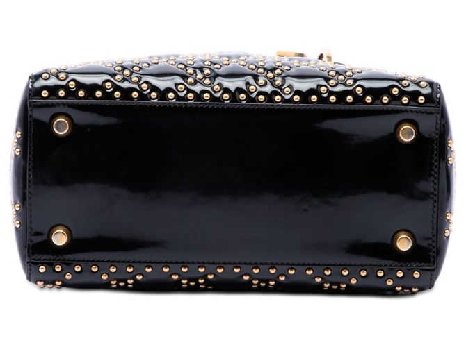 Dior Black Medium Patent Cannage Studded Supple Lady Dior Nero - vista 3
