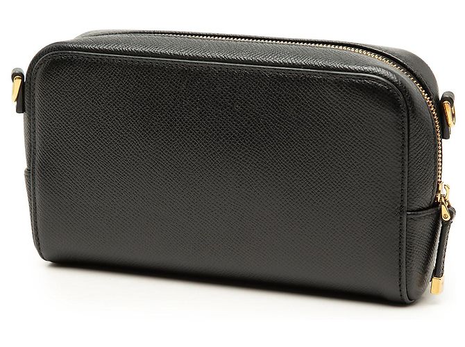 Pochette Caro Double in pelle di vitello granulata nera Dior Nero - vista 2