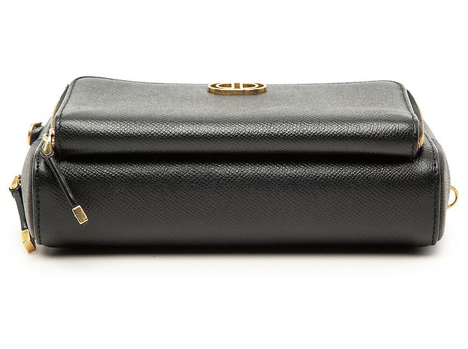 Pochette Caro Double in pelle di vitello granulata nera Dior Nero - vista 3