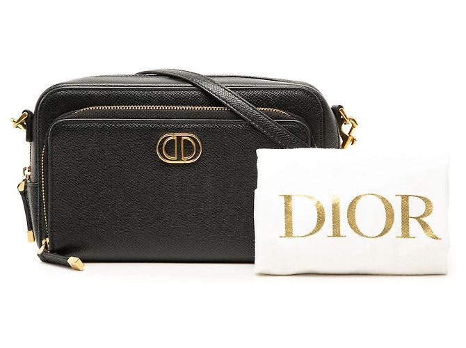 Pochette Caro Double in pelle di vitello granulata nera Dior Nero - vista 9